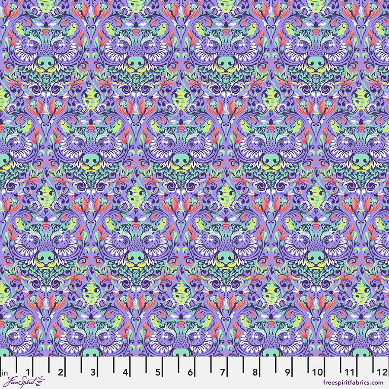 Tula Pink Patchwork Stoff Baumwolle - Tiny Beasts - Bear With Me Glimmer